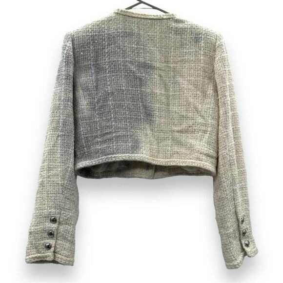 RTR Great Jones Cream Tweed Button Front Tweed Cropped‎ Jacket Sz 10 - Picture 4 of 11